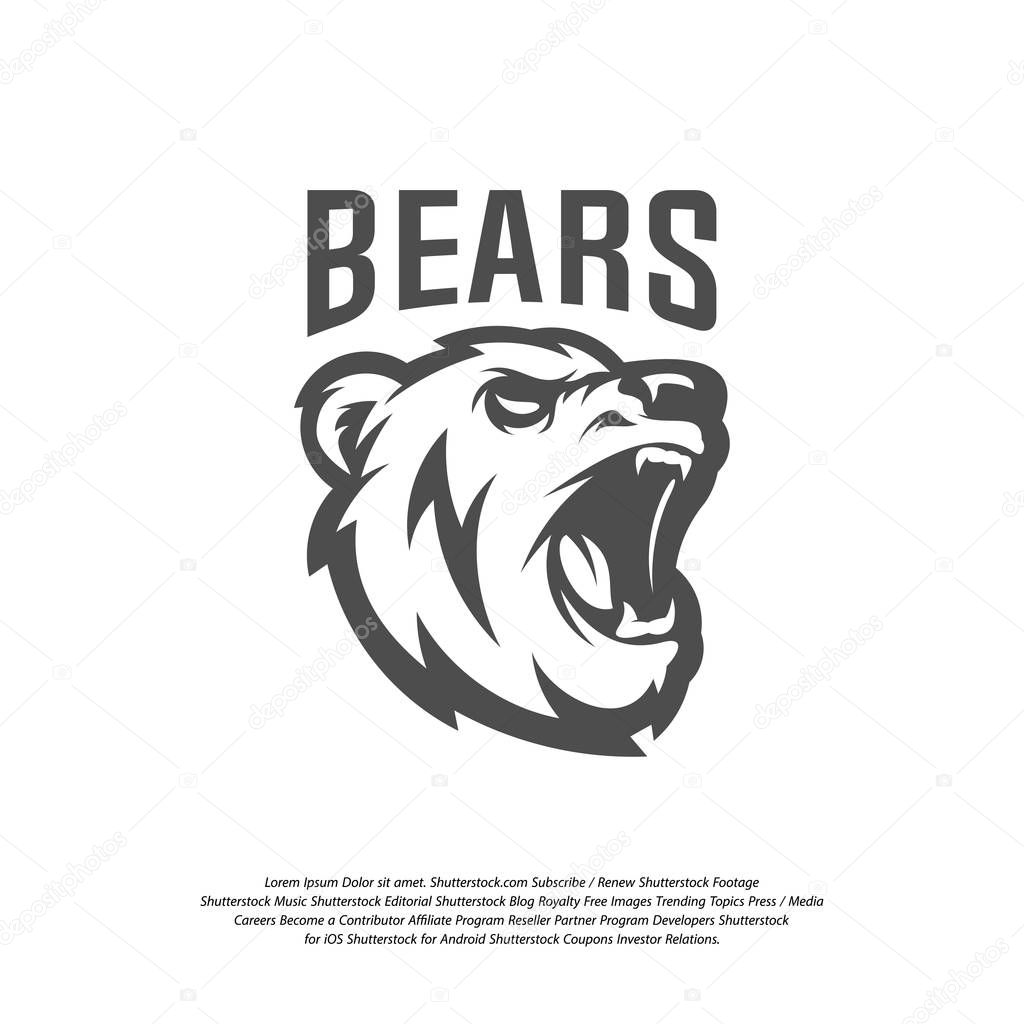 Bear Logo design vector. Modern professional grizzly bear logo for a sport team