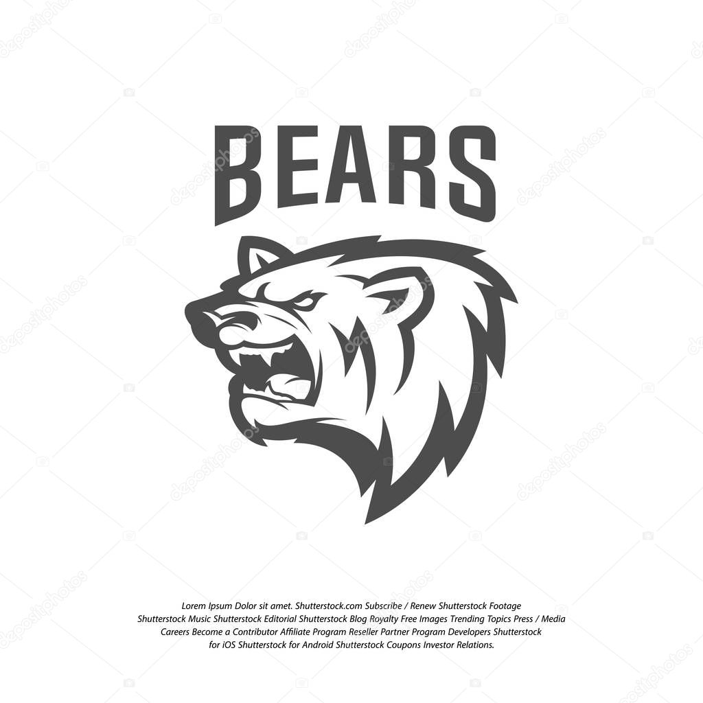 Bear Logo design vector. Modern professional grizzly bear logo for a sport team