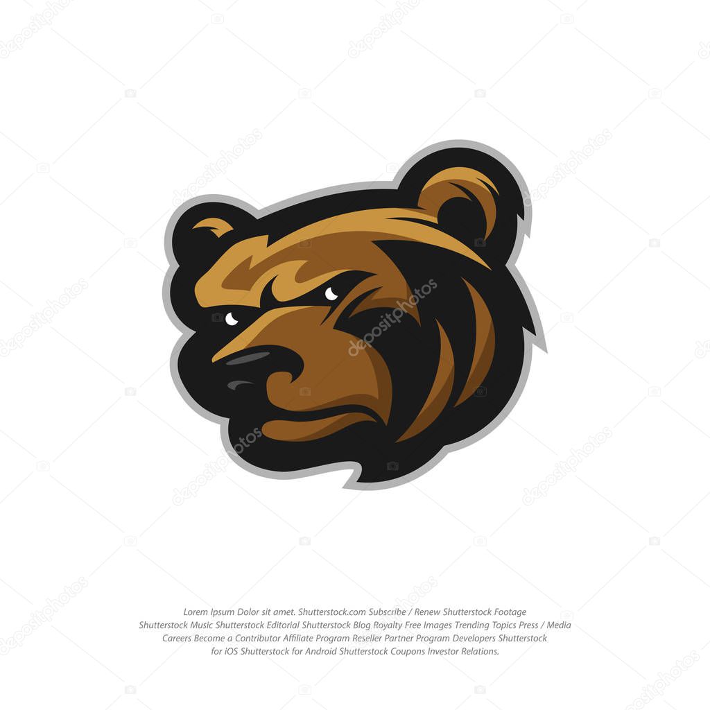 Bear Logo design vector. Modern professional grizzly bear logo for a sport team