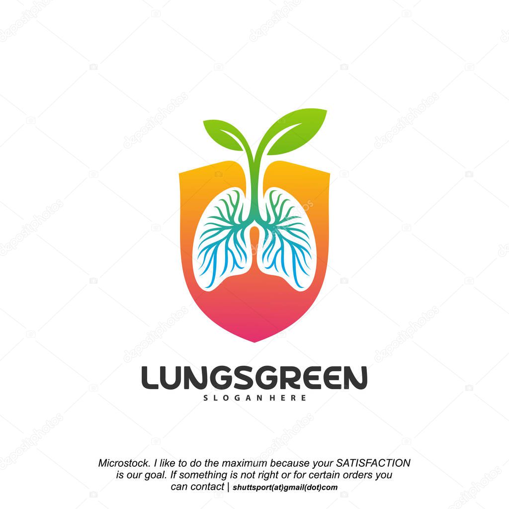 Lung care logo designs vector, Nature Lungs logo concept vector, Lungs Health logo template