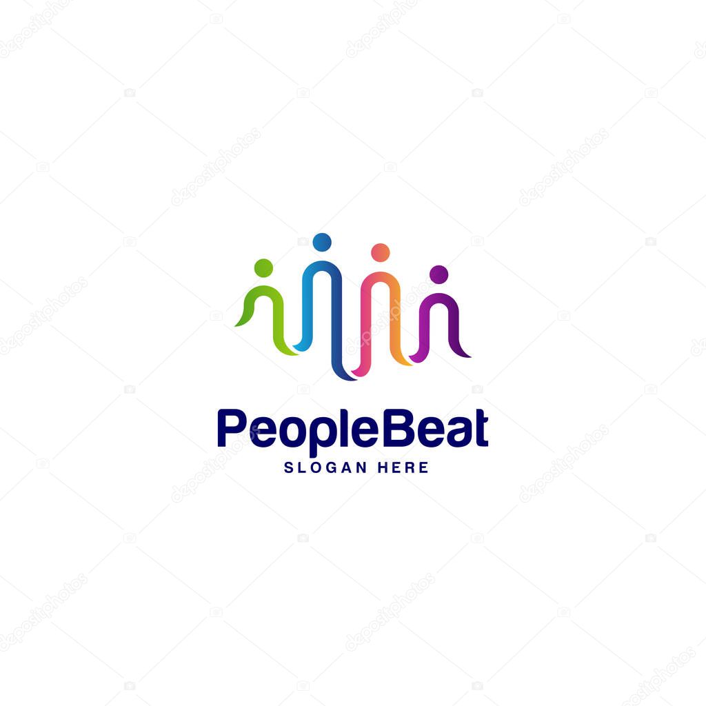 Community logo template designs concepts vector illustration, People Beat logo concepts
