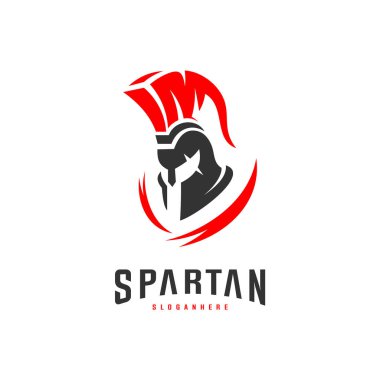 Spartan Logo tasarım vektör illüstrasyon . Spartan Kask Logo şablonu. Bir spor takımı için modern profesyonel logo seti