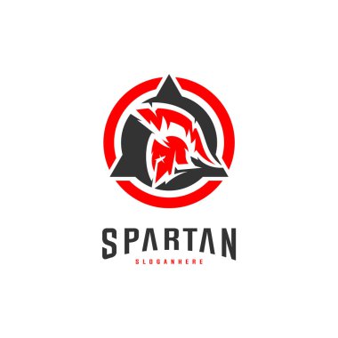 Spartan Logo tasarım vektör illüstrasyon . Spartan Kask Logo şablonu. Bir spor takımı için modern profesyonel logo seti