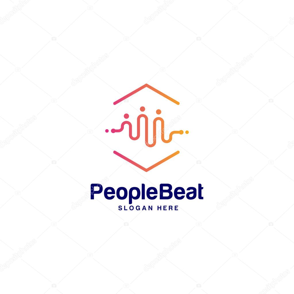 Community logo template designs concepts vector illustration, People Beat logo concepts