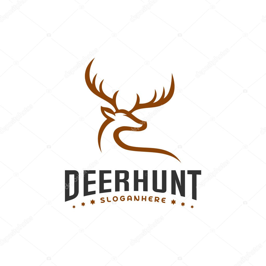 Deer Hunt Logo template, Elegant Deer Head logo designs vector