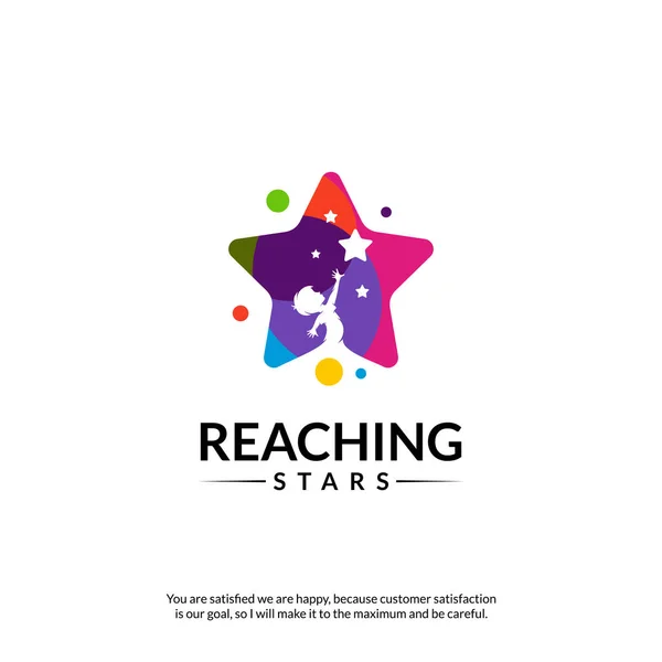 Reaching Stars Logo Design Template. Dream star logo. Emblem, Colorful, Creative Symbol, Icon — Stock Vector