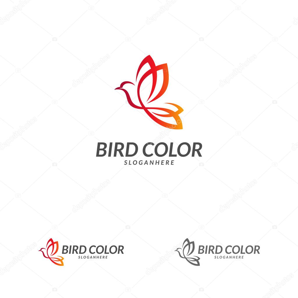 Bird logo vector. Flying Bird Logo design vector template. Dove Pigeon Logotype concept icon.