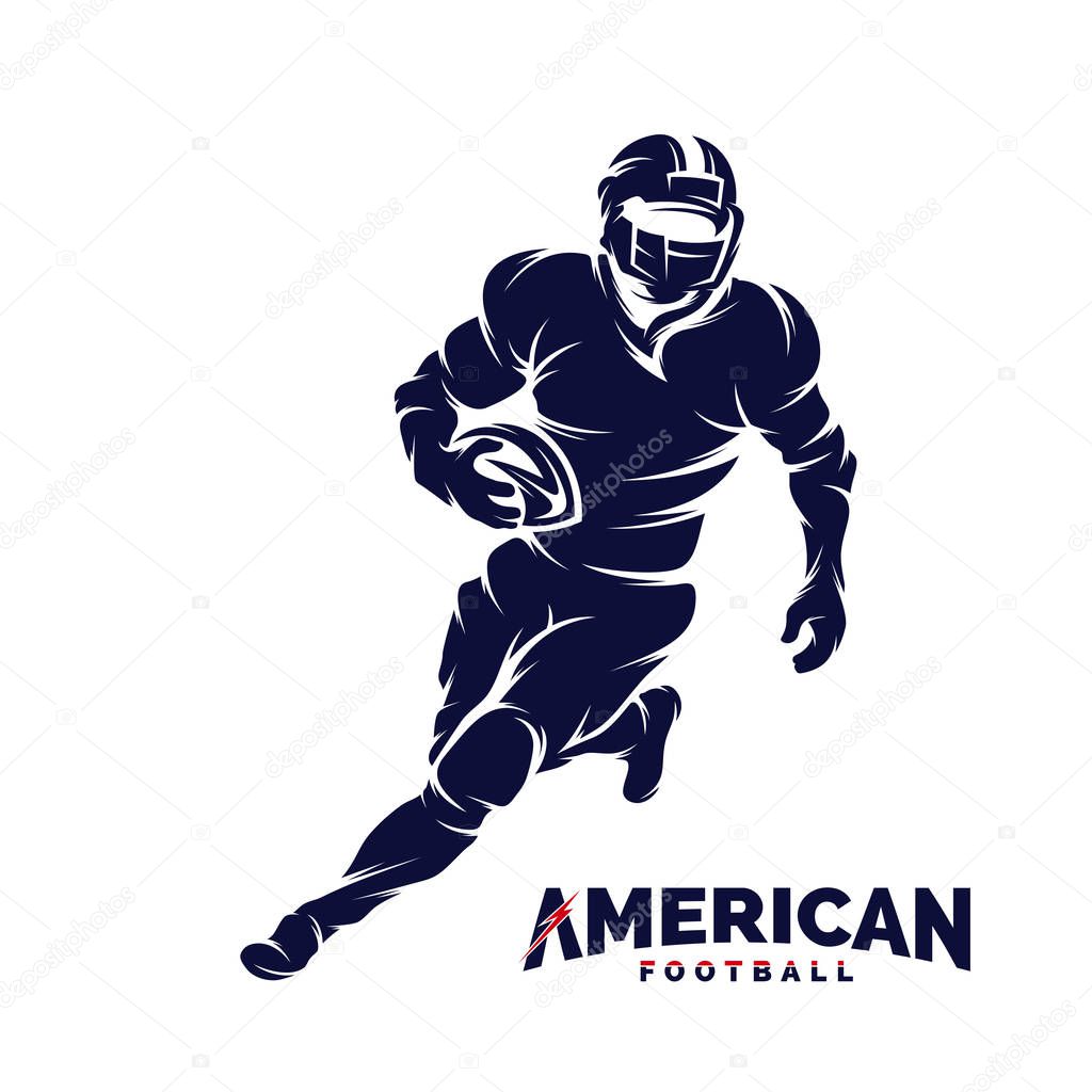 Running American football player logo silhouette, American Football logo