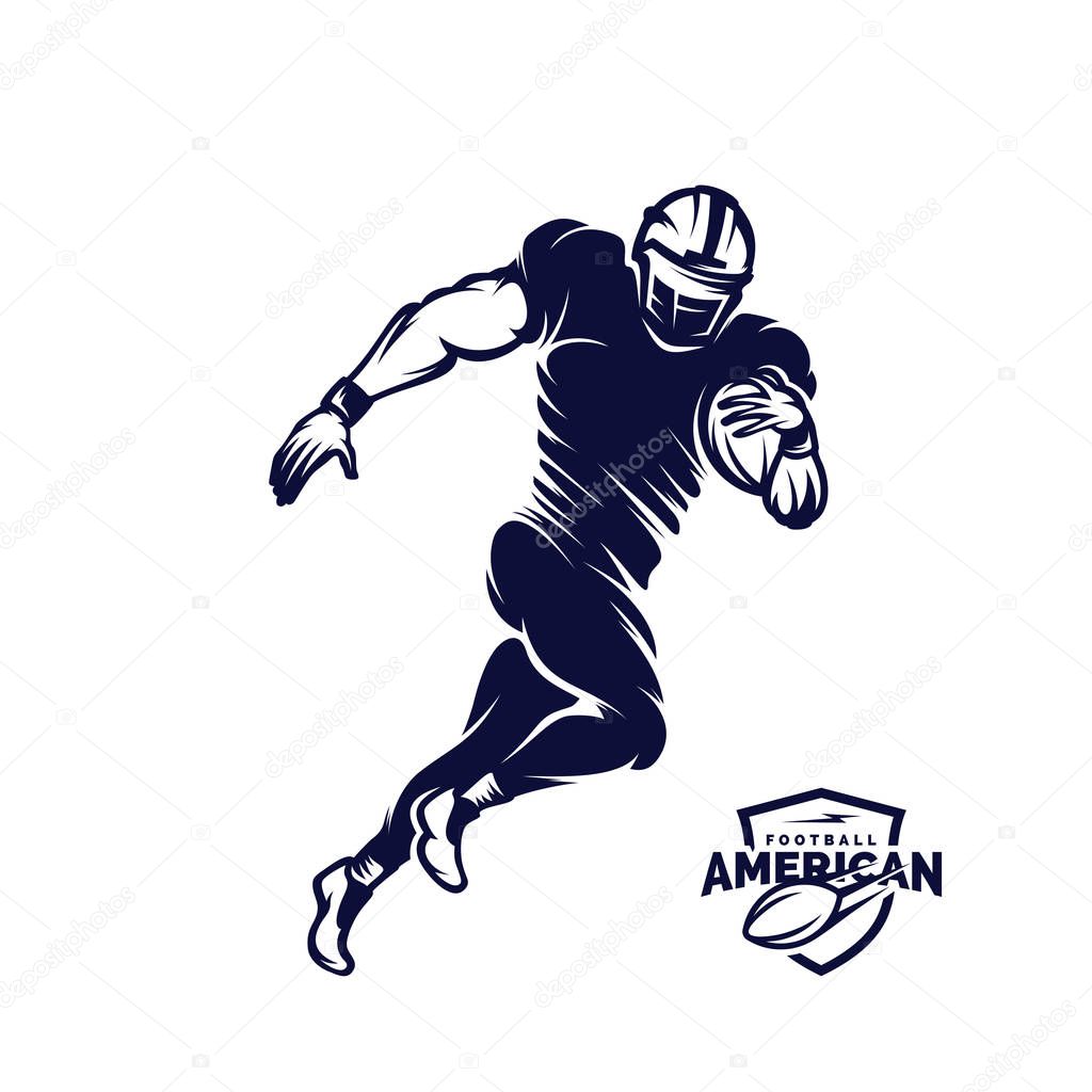 Running American football player logo silhouette, American Football logo