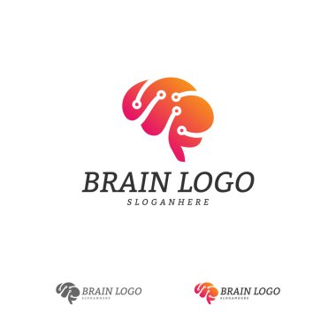 Beyin Teknik Logo Vektör Şablonu. Teknik Beyin Zihin Logo Kavramları