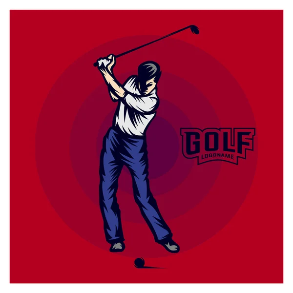 Giocatore di golf VETTORE. La silhouette di un giocatore di golf. Illustrazione vettoriale — Vettoriale Stock