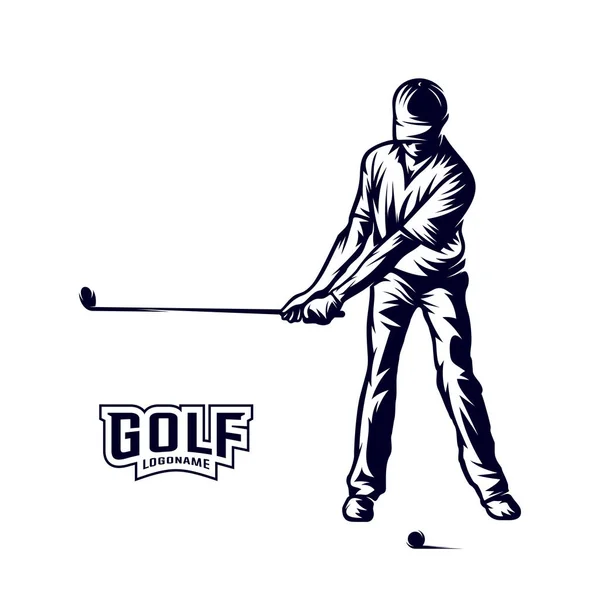 Golf speler vector. Silhouet van een golfspeler. Vector illustratie — Stockvector