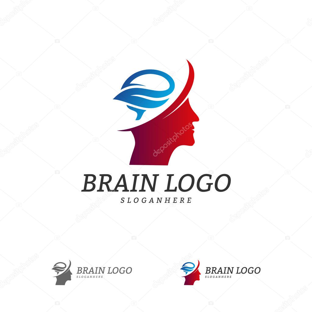Brain Head Logo Vector Template. Man head. People symbols. Mind Logo Concepts