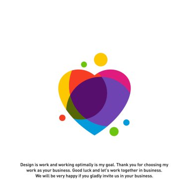 Love Heart Yaratıcı logo kavramları, soyut renkli simgeler, elementler ve semboller, şablon - Vektör
