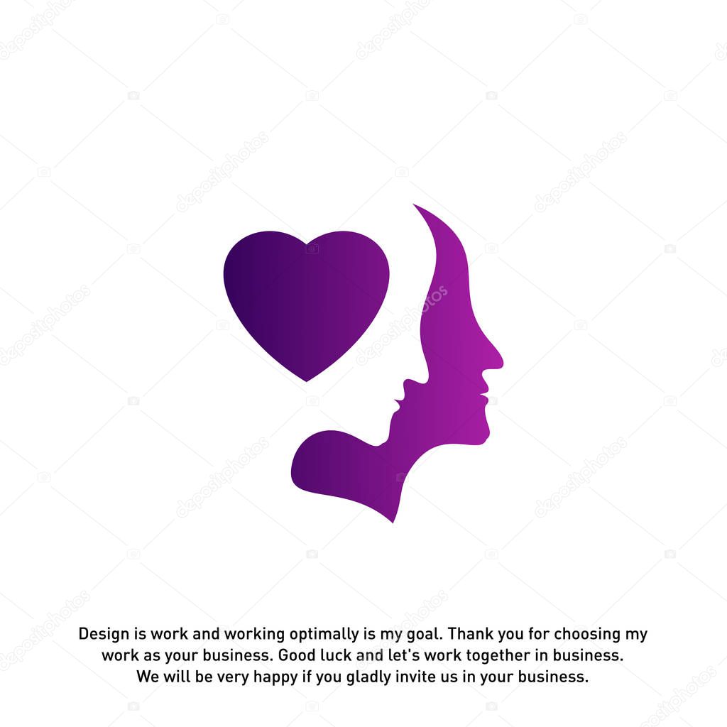 Head love logo vector, Head intelligence logo designs concept vector - Vector