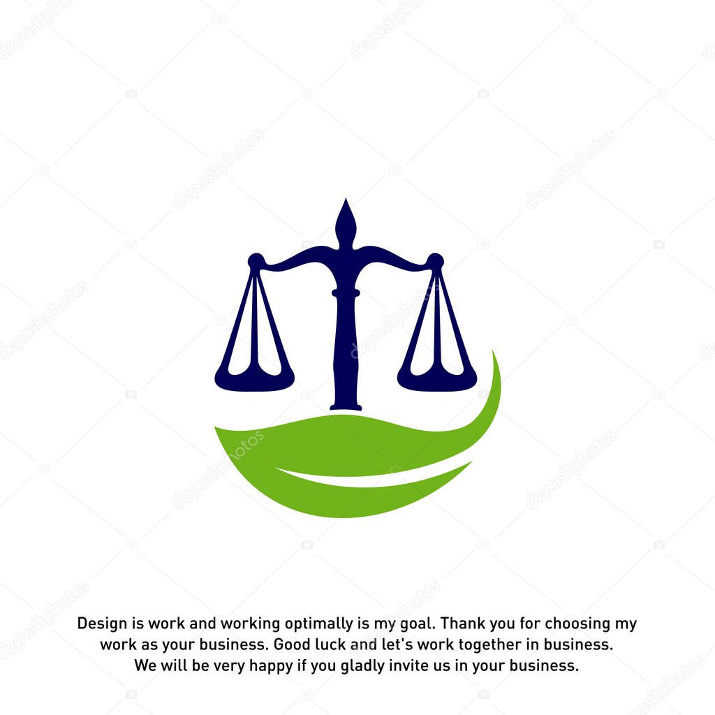 Nature Law Firm Logo design template. Green Scales logo concepts. Law firm with Leaf logo vector