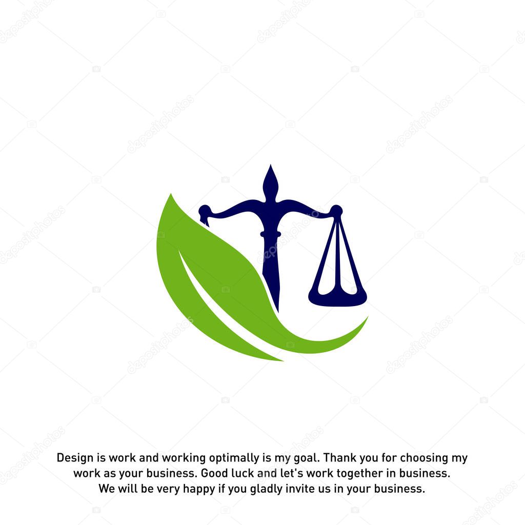 Nature Law Firm Logo design template. Green Scales logo concepts. Law firm with Leaf logo vector