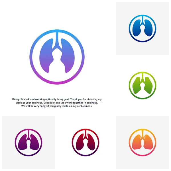 Set di cura dei polmoni Logo Template Design Vector, Lungs Health Design Concept, Creativo, Icona - Vettore — Vettoriale Stock