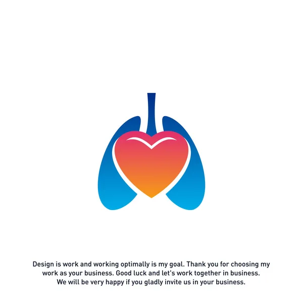 Lungs Love Hearth logo vector concept, Health lungs logo designs template, template - Vector — Stock Vector