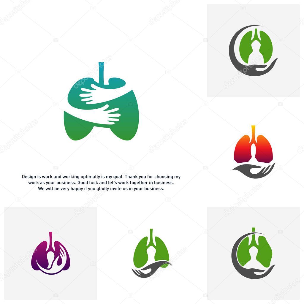 Set of Lungs Care Logo Template Design Vector, Lungs health Design Concept,Creative, Icon - Vector