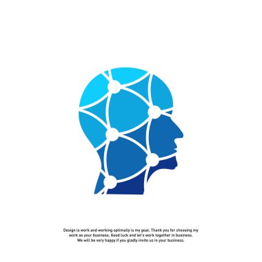 Head Tech Logo konsepti, Brain Robotic logo Vektör - Vektör