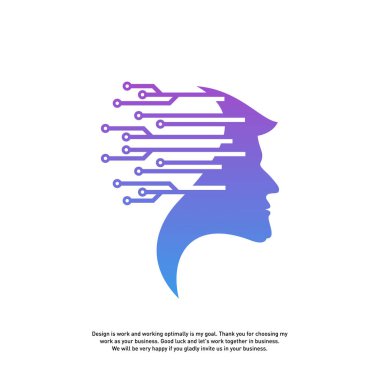 Head Tech Logo konsepti, Brain Robotic logo Vektör - Vektör