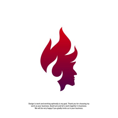 Head Fire logo konsepti, Mind fire logosu, ruh zihniyet logosu, alev kafa logosu - Vektör