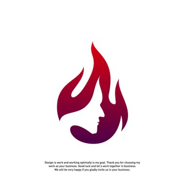 Head Fire logo konsepti, Mind fire logosu, ruh zihniyet logosu, alev kafa logosu - Vektör