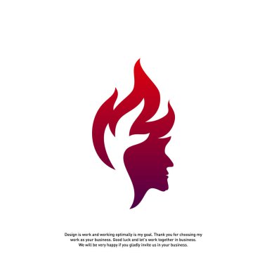 Head Fire logo konsepti, Mind fire logosu, ruh zihniyet logosu, alev kafa logosu - Vektör