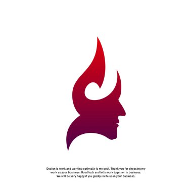 Head Fire logo konsepti, Mind fire logosu, ruh zihniyet logosu, alev kafa logosu - Vektör