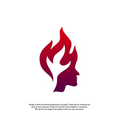 Head Fire logo konsepti, Mind fire logosu, ruh zihniyet logosu, alev kafa logosu - Vektör
