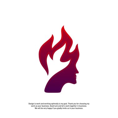 Head Fire logo konsepti, Mind fire logosu, ruh zihniyet logosu, alev kafa logosu - Vektör
