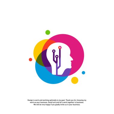 Head Tech Logo konsepti, Brain Robotic logo Vektör - Vektör