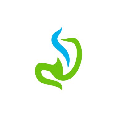 Yaprak logo tasarım konsepti ile Mide, Sağlıklı Mide logosu Şablon Vektör - Vektör illüstrasyon