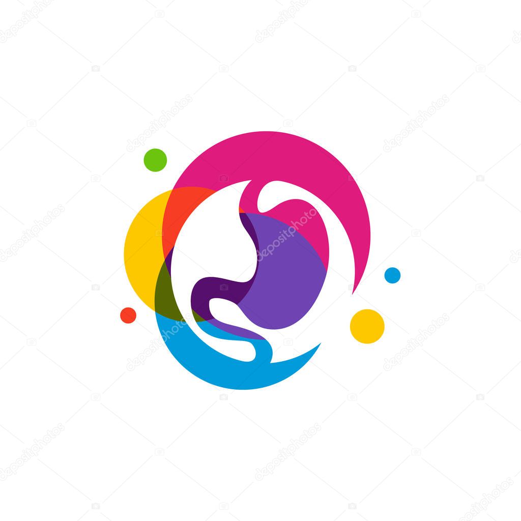 Stomach logo design concept, Stomach with Colorful logo design Template Vector - Vector illustration