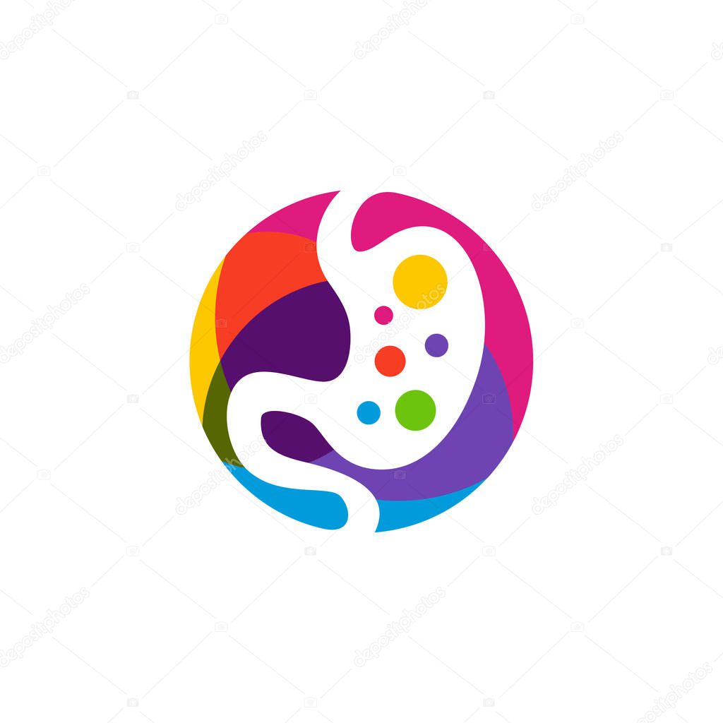 Stomach logo design concept, Stomach with Colorful logo design Template Vector - Vector illustration