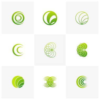 C Harfi logo simgesi tasarım şablon öğeleri seti, İlk C logo tasarım konsepti - Vektör