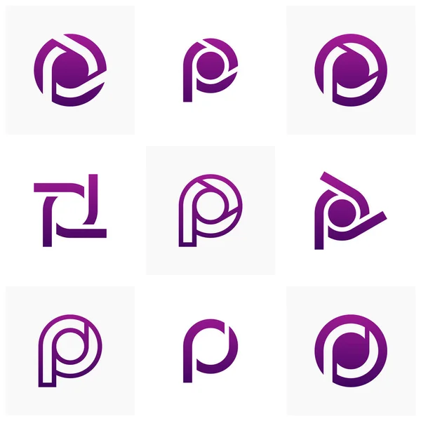 A P betűt ábrázoló logó ikonkészlet tervezősablon elemek, Initial P logo koncepció-Vector — Stock Vector