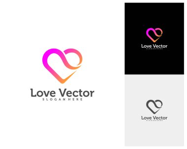 Love Heart Yaratıcı logo kavramları, soyut renkli simgeler, elementler ve semboller, şablon - Vektör