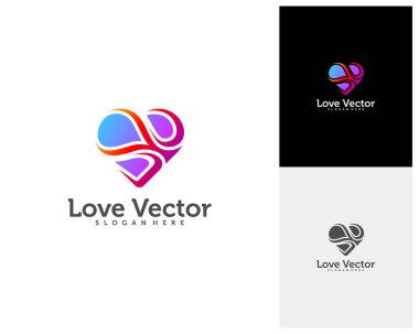 Love Heart Yaratıcı logo kavramları, soyut renkli simgeler, elementler ve semboller, şablon - Vektör