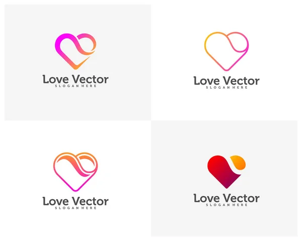 Conjunto Conceptos Logotipo Love Heart Creative Iconos Coloridos Abstractos Elementos — Vector de stock