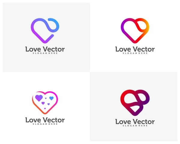 Набор Концепций Логотипа Love Heart Creative Абстрактные Красочные Иконки Элементы — стоковый вектор