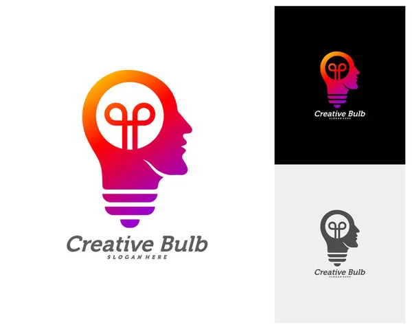 Bulb Creative Head People Logo Concepts Abstract Colorful Icons Elements — Stock Vector