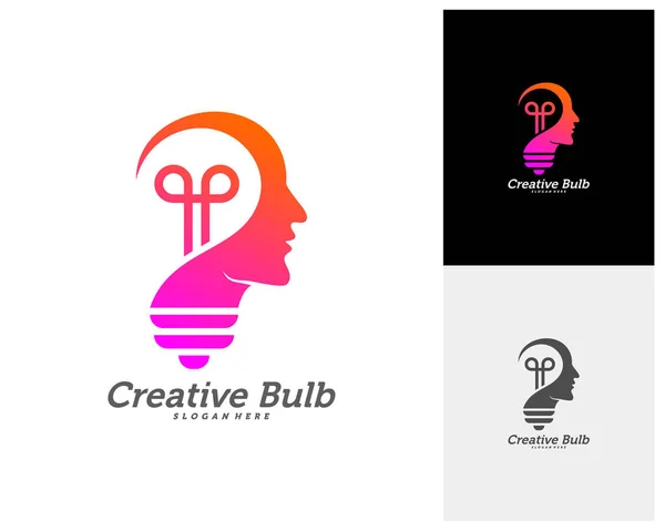 Bulb Creative Head People Logo Concepts Abstract Colorful Icons Elements — Stock Vector