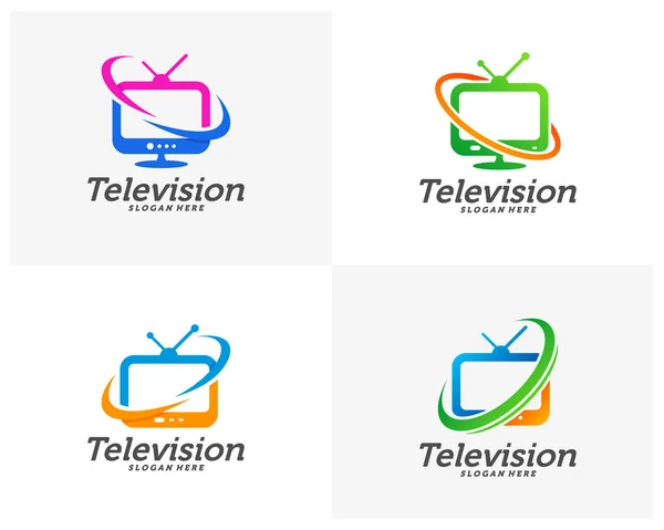 Set Creative Logo Concepts Television Logo Design Abstract Colorful Icons — Stock Vector