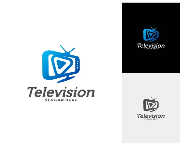 Media Creative Logo Concepts Play Television Logo Design Abstract Colorful — Stock Vector