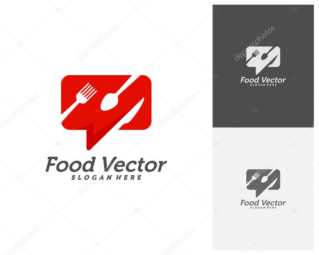 Food talk logo design vector. Restaurant, food court, cafe logo template. Icon symbol. Illustration