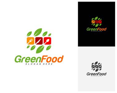 Sağlıklı gıda logosu tasarım vektörü. Nature Food logo şablonu. Restoran, yemek katı, kafe logosu. Simge sembolü. Görüntü
