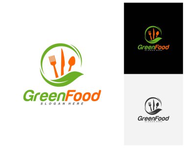 Sağlıklı gıda logosu tasarım vektörü. Nature Food logo şablonu. Restoran, yemek katı, kafe logosu. Simge sembolü. Görüntü