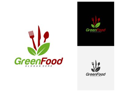 Sağlıklı gıda logosu tasarım vektörü. Nature Food logo şablonu. Restoran, yemek katı, kafe logosu. Simge sembolü. Görüntü